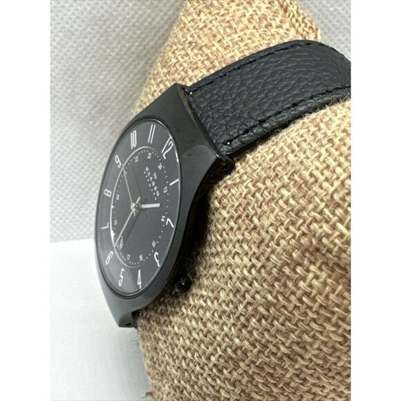 Skagen 233XLTMB Men\'s Black Leather Strap Analog Dial Quartz Wrist Watch AEA208 main image 9